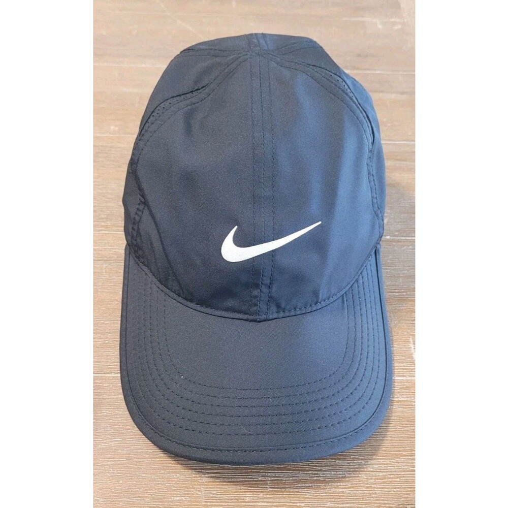 Nike AeroBill Featherlight Tennis Hat - Black Adjustable Cap Yoga Cycling Golf